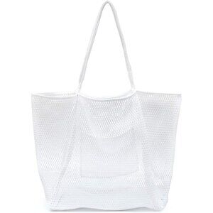 Women's New White Mesh Beach Tote Nylon/polyester No-closure Shoulder Hand Bag